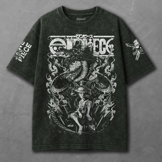One Piece Cozy Green Washed T-shirt