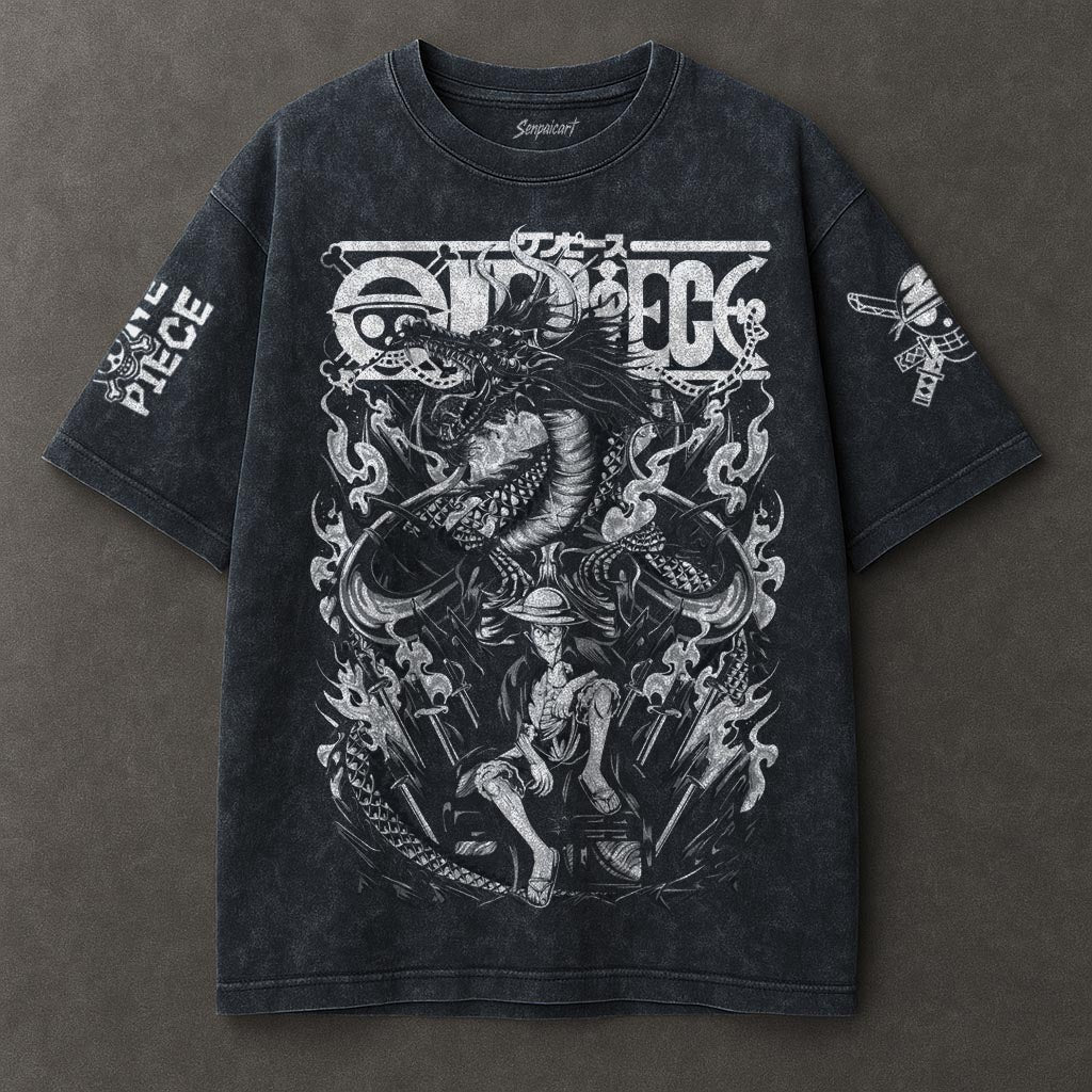 One Piece Elongated Blue Washed T-shirt