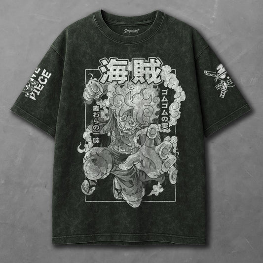One Piece Roomy Green Washed T-shirt