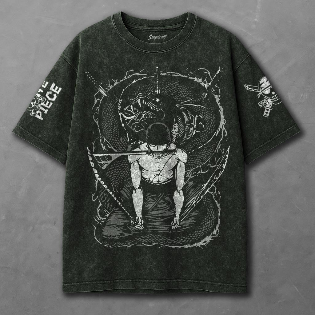 One Piece Drapey Green Washed T-shirt