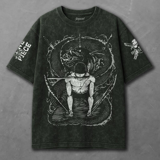 One Piece Drapey Green Washed T-shirt