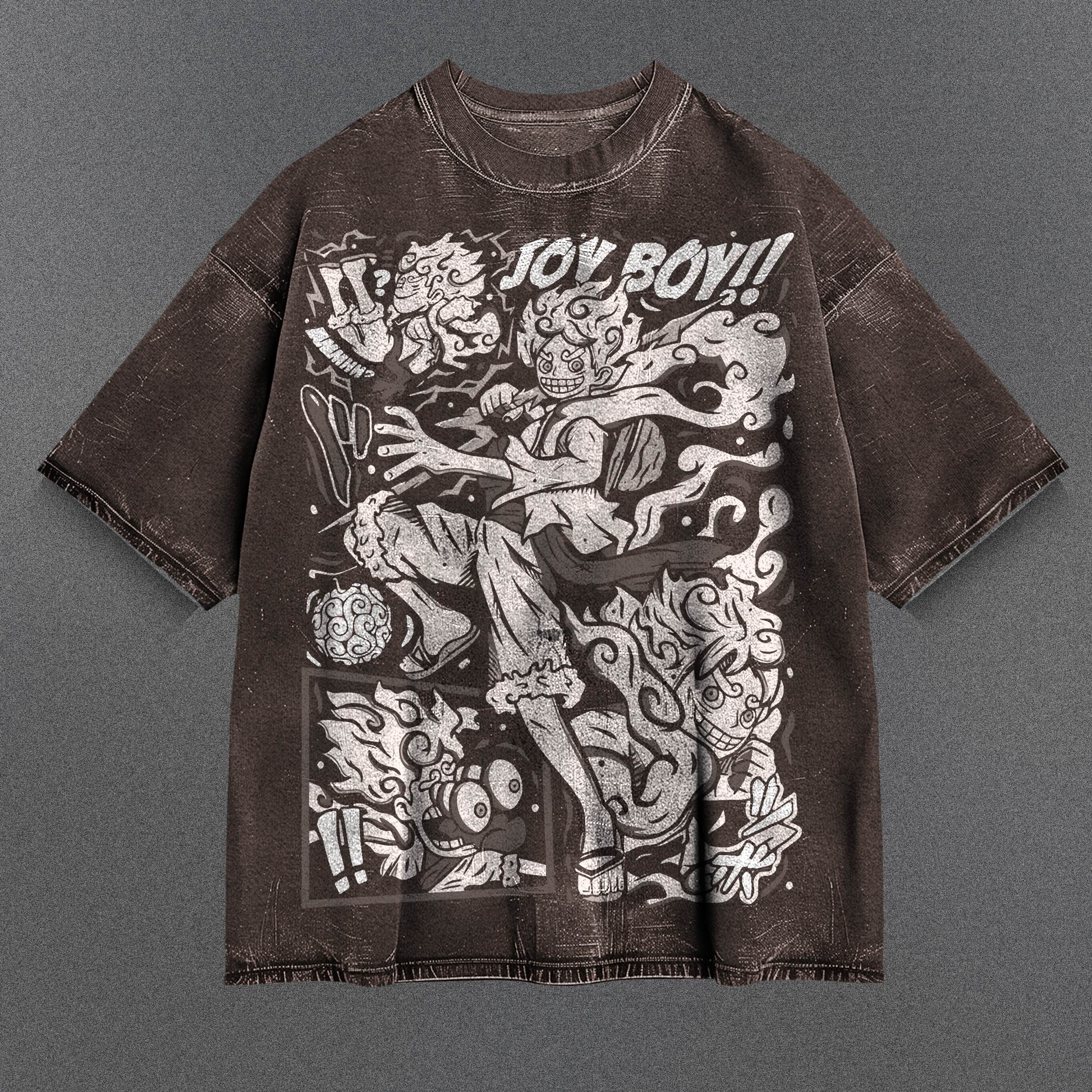 One Piece Stylish Brown Washed T-Shirt