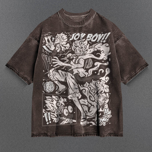 One Piece Stylish Brown Washed T-Shirt