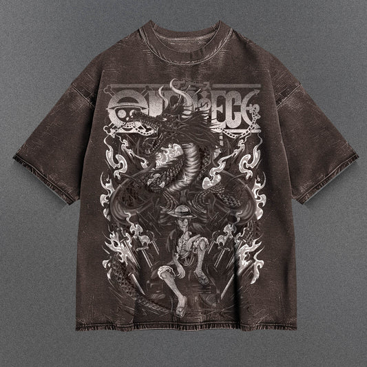 One Piece Minimalist Brown Washed T-Shirt