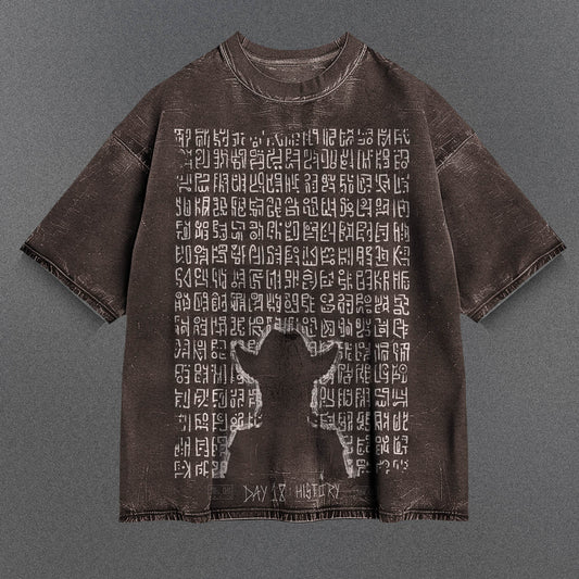 One Piece Spacious Brown Washed T-Shirt