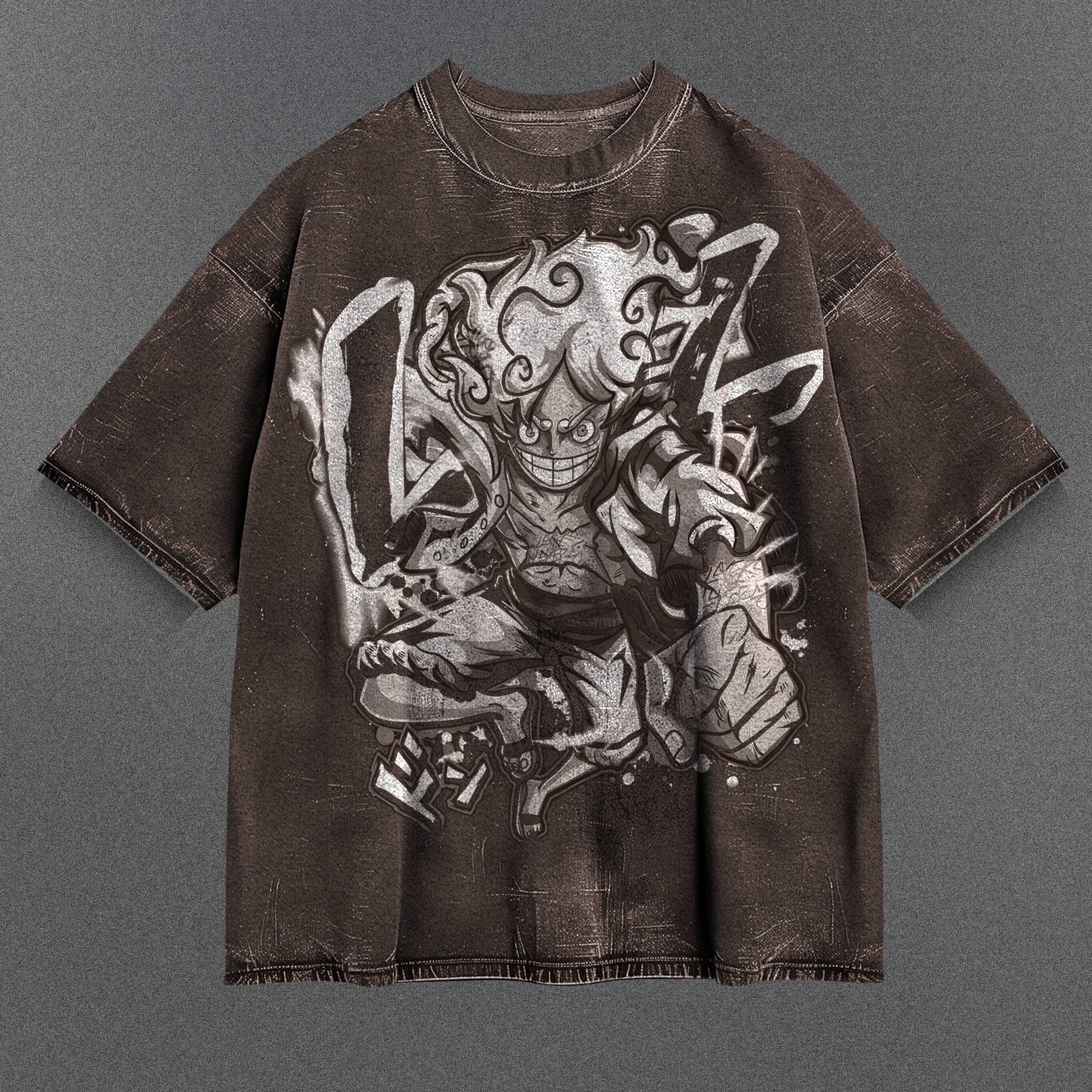 One Piece Extended Brown Washed T-Shirt