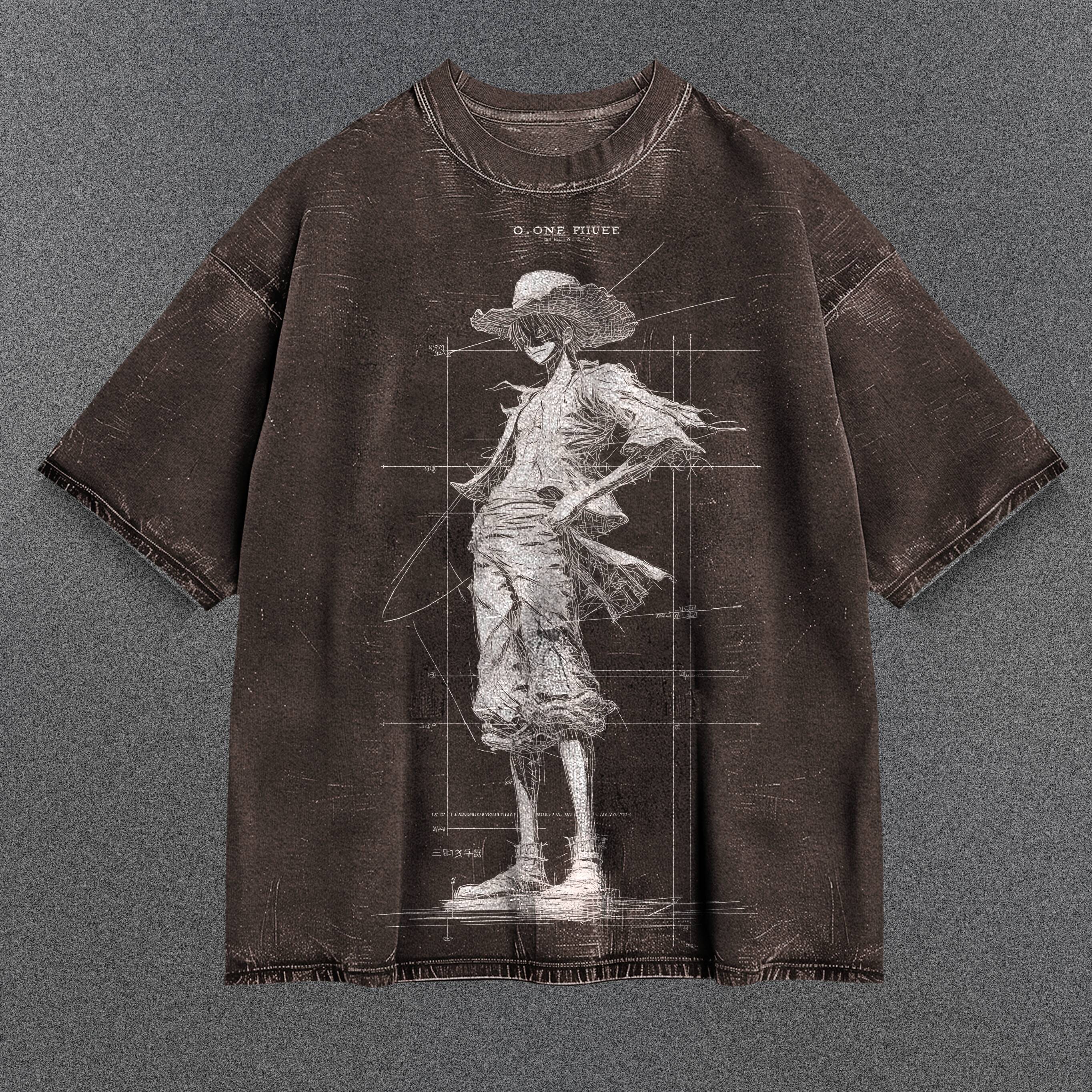 One Piece Modern Brown Washed T-Shirt