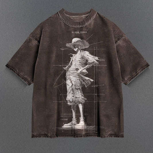 One Piece Modern Brown Washed T-Shirt