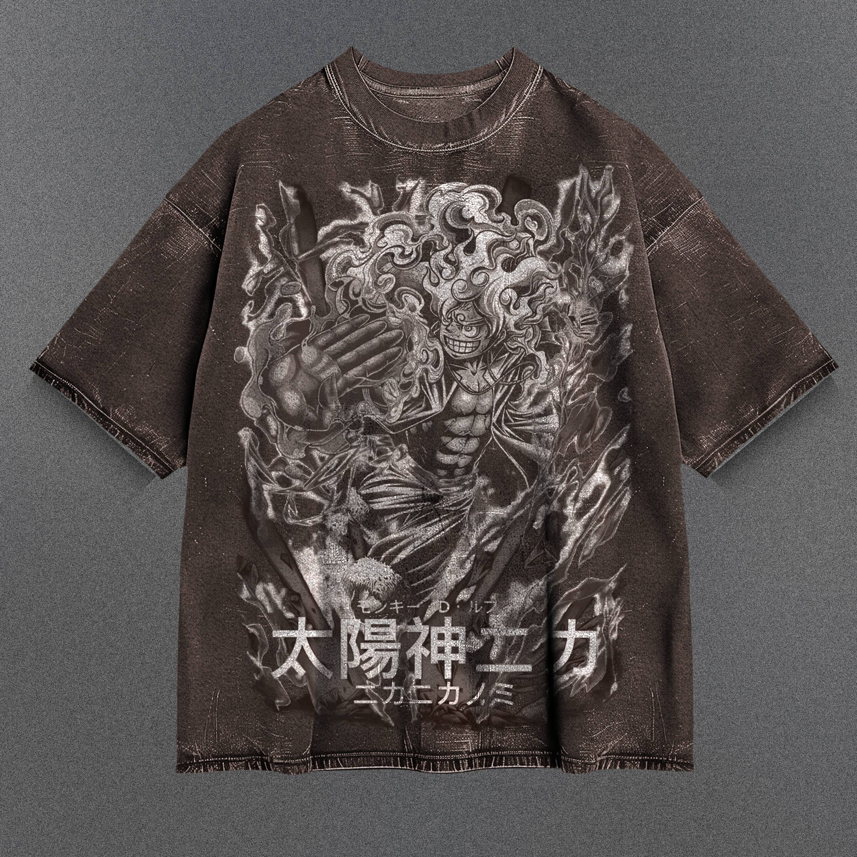 One Piece Loose Brown Washed T-Shirt