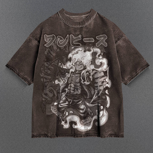 One Piece Slouchy Brown Washed T-Shirt