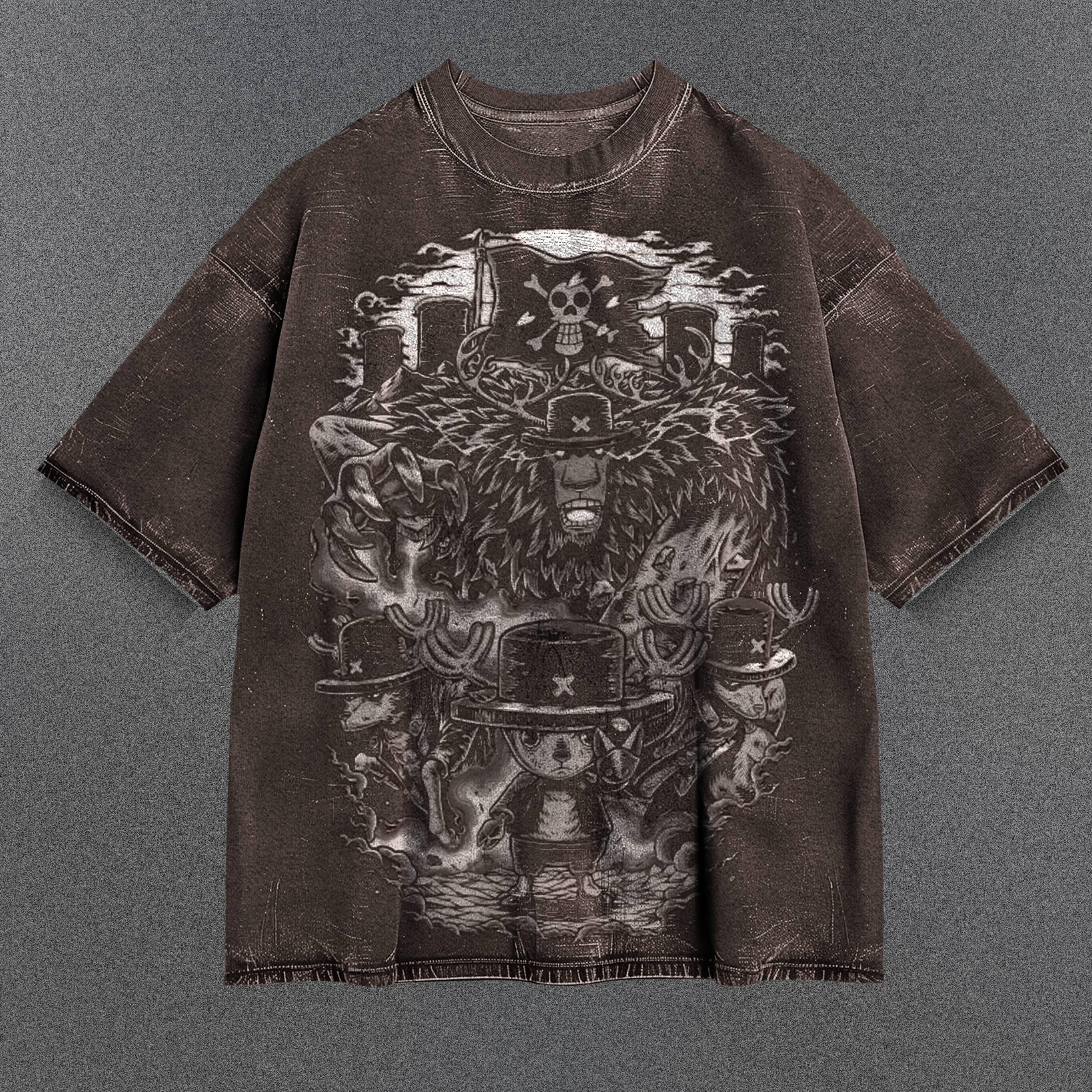 One Piece Flowy Brown Washed T-Shirt
