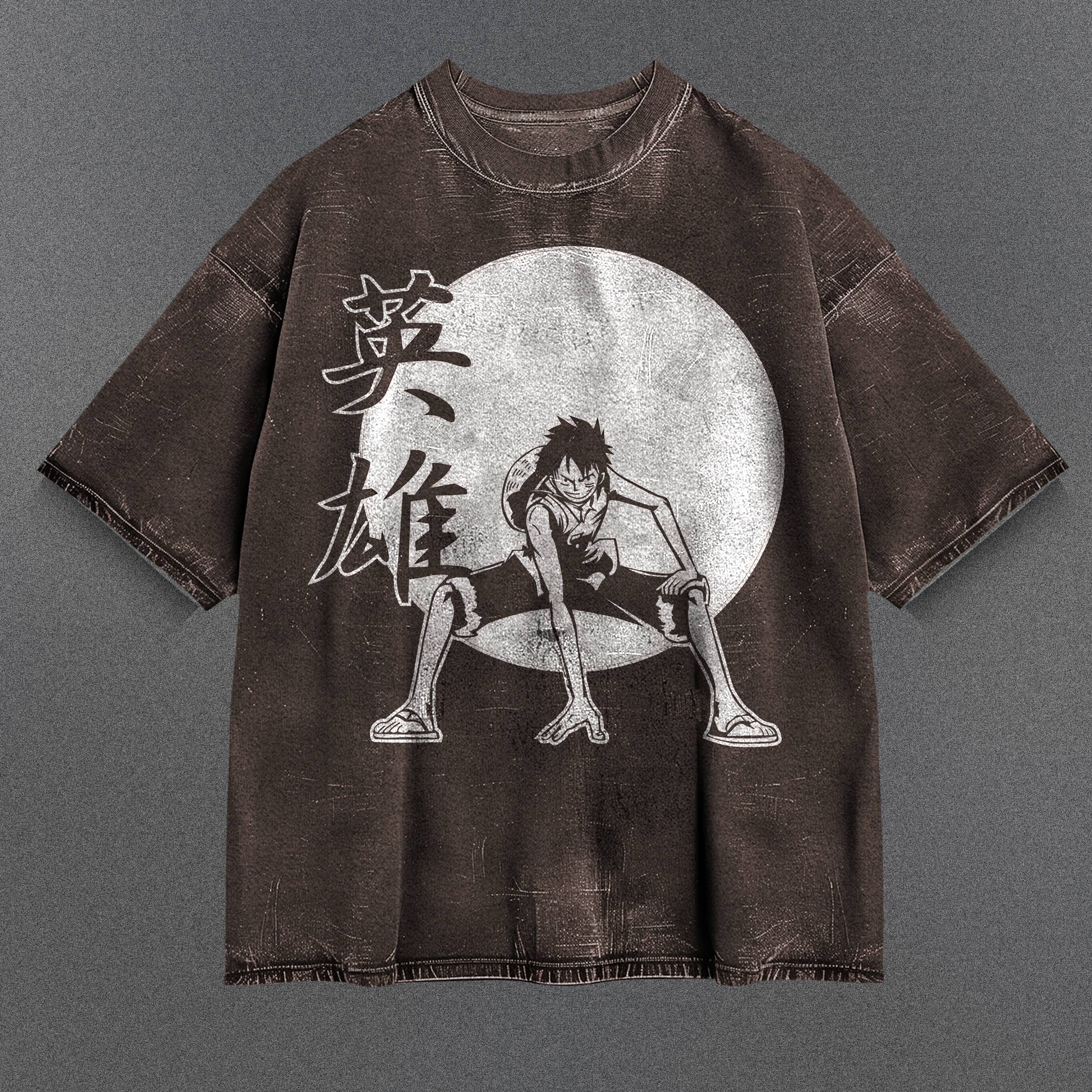 One Piece Oversized Brown Washed T-Shirt