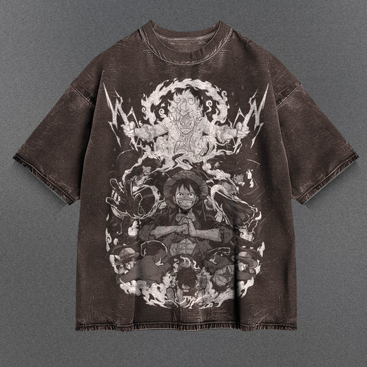 One Piece Laid-back Brown Washed T-Shirt