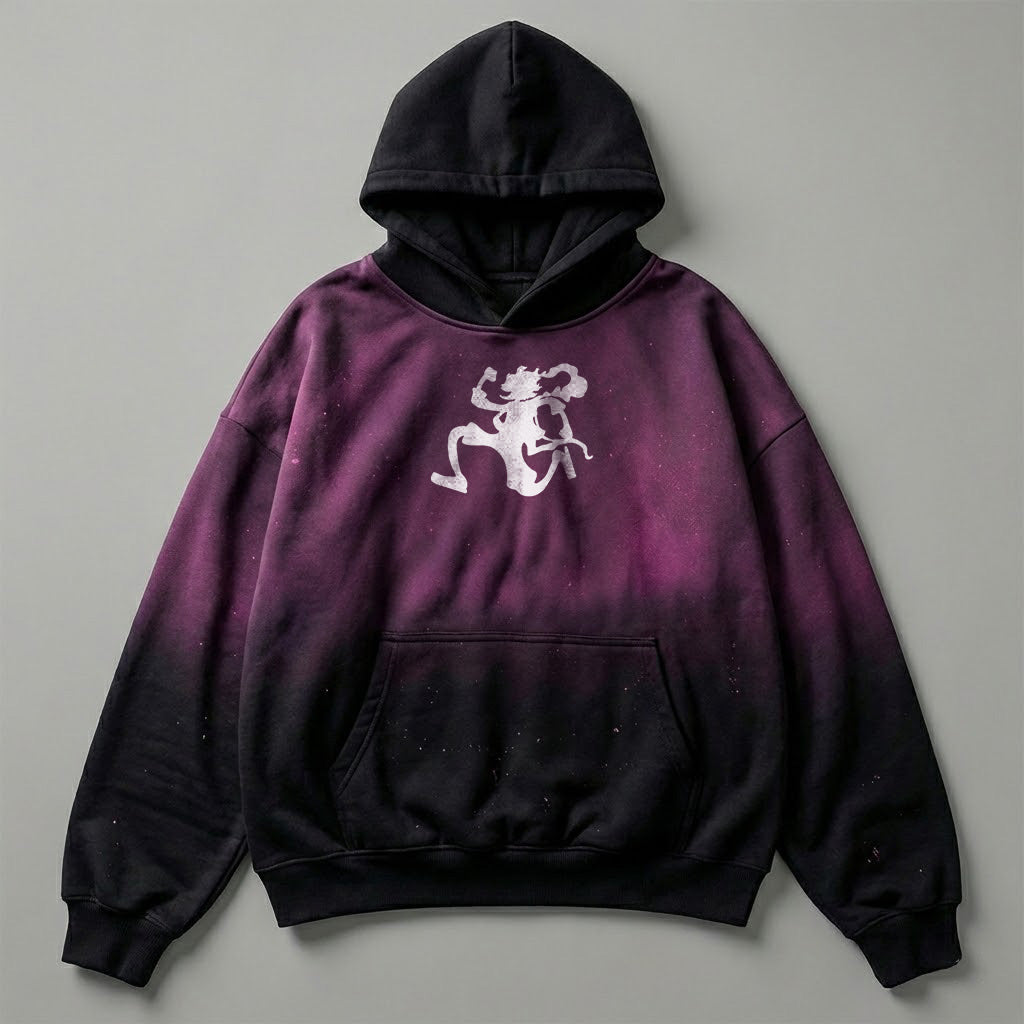 One Piece Minimal Design Wine Black Hoodie