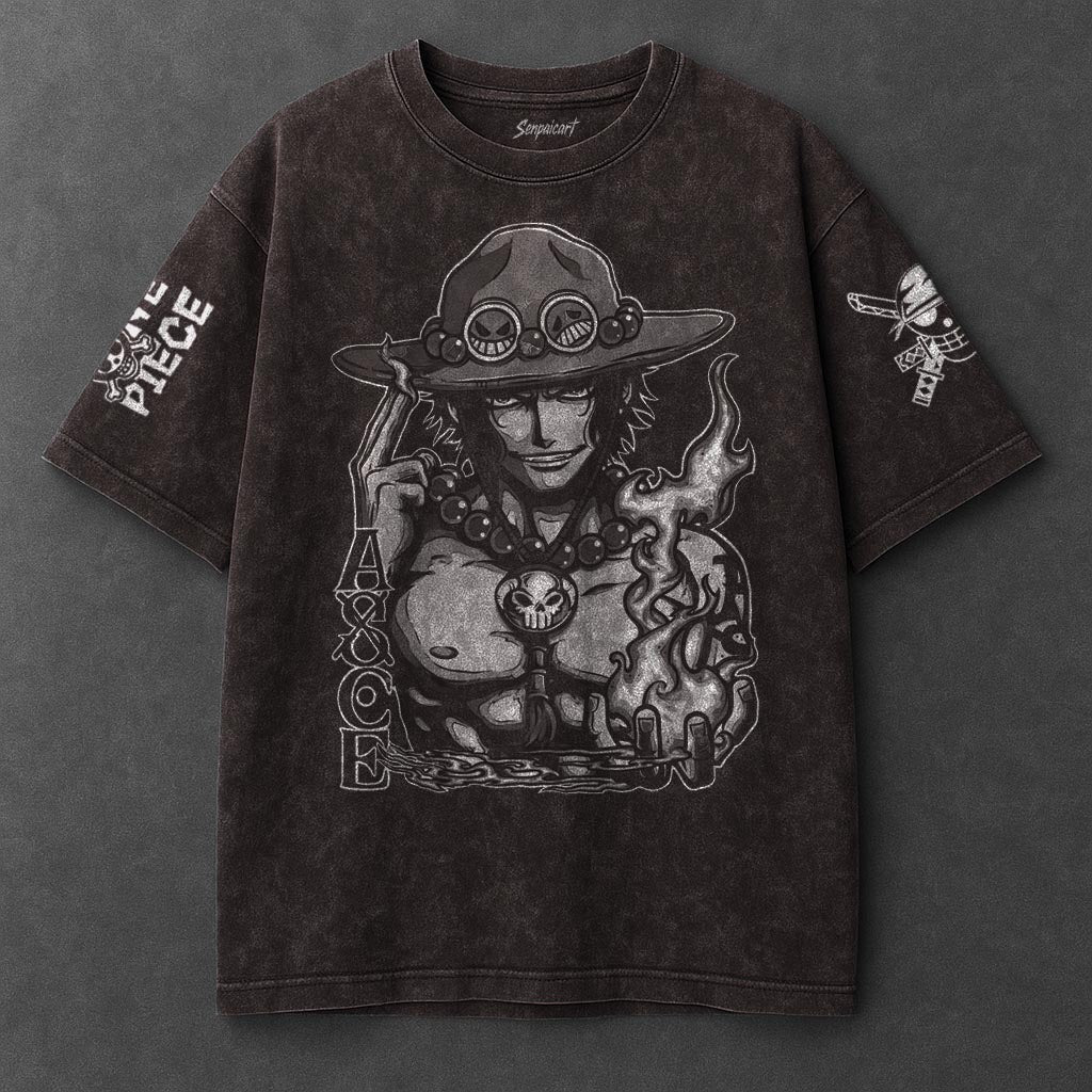 One Piece Premium Roomy Brown Washed T-Shirt