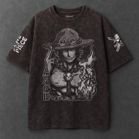 One Piece Premium Roomy Brown Washed T-Shirt