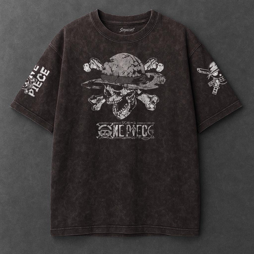 One Piece Premium Casual Brown Washed T-Shirt