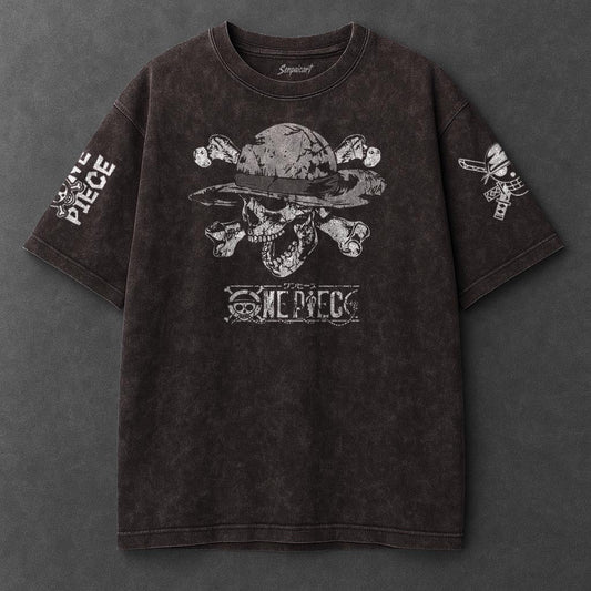 One Piece Premium Casual Brown Washed T-Shirt