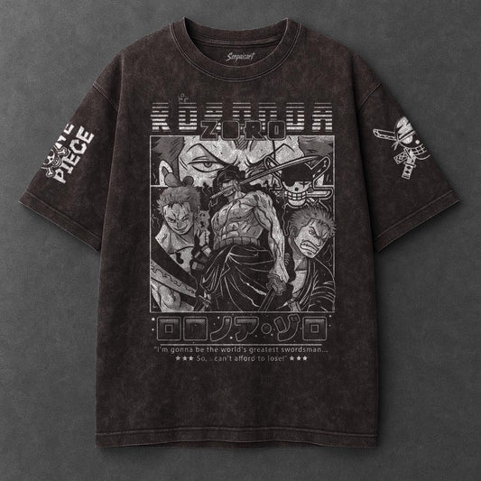 One Piece Premium Loose Brown Washed T-Shirt