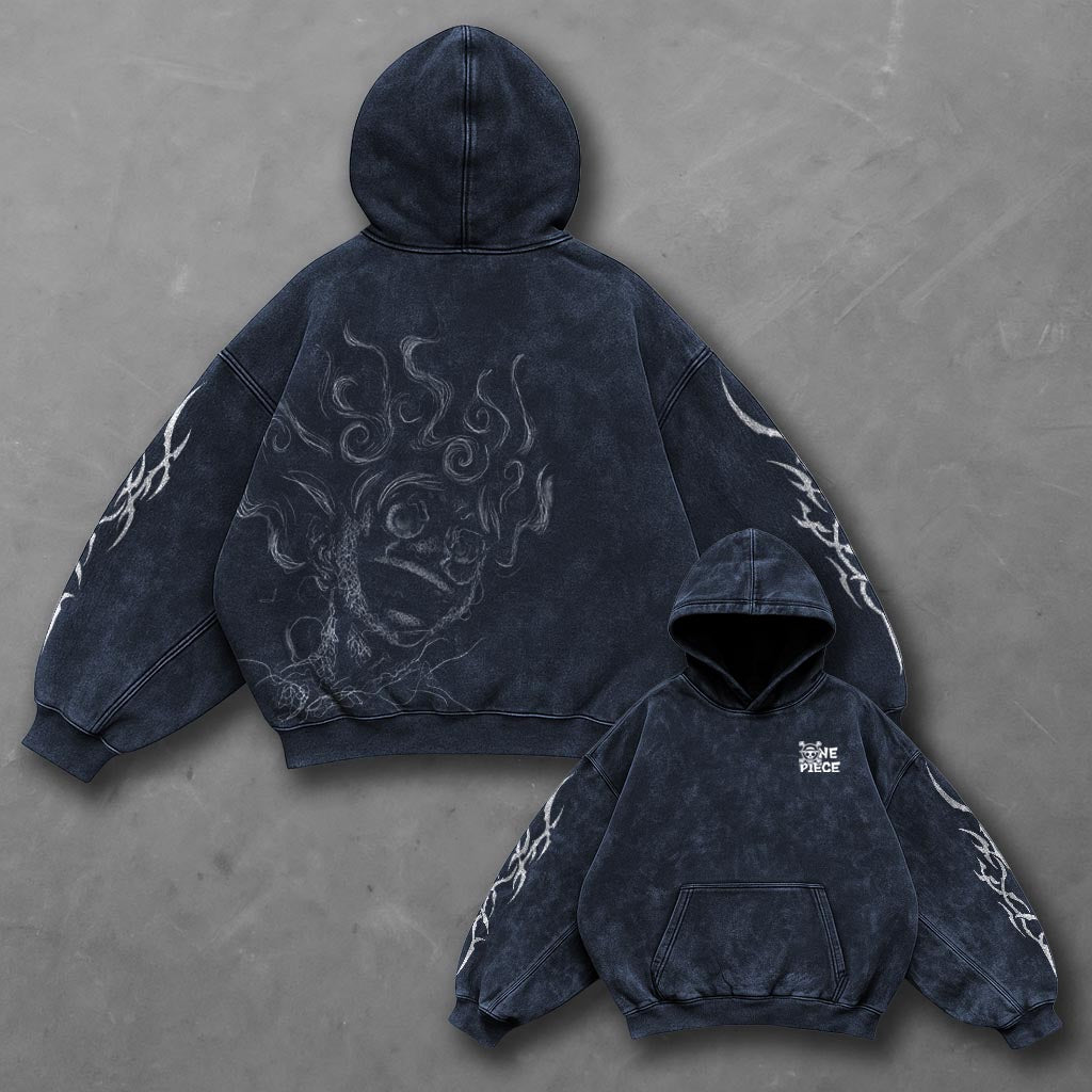 One Piece Premium Blue Washed Hoodie