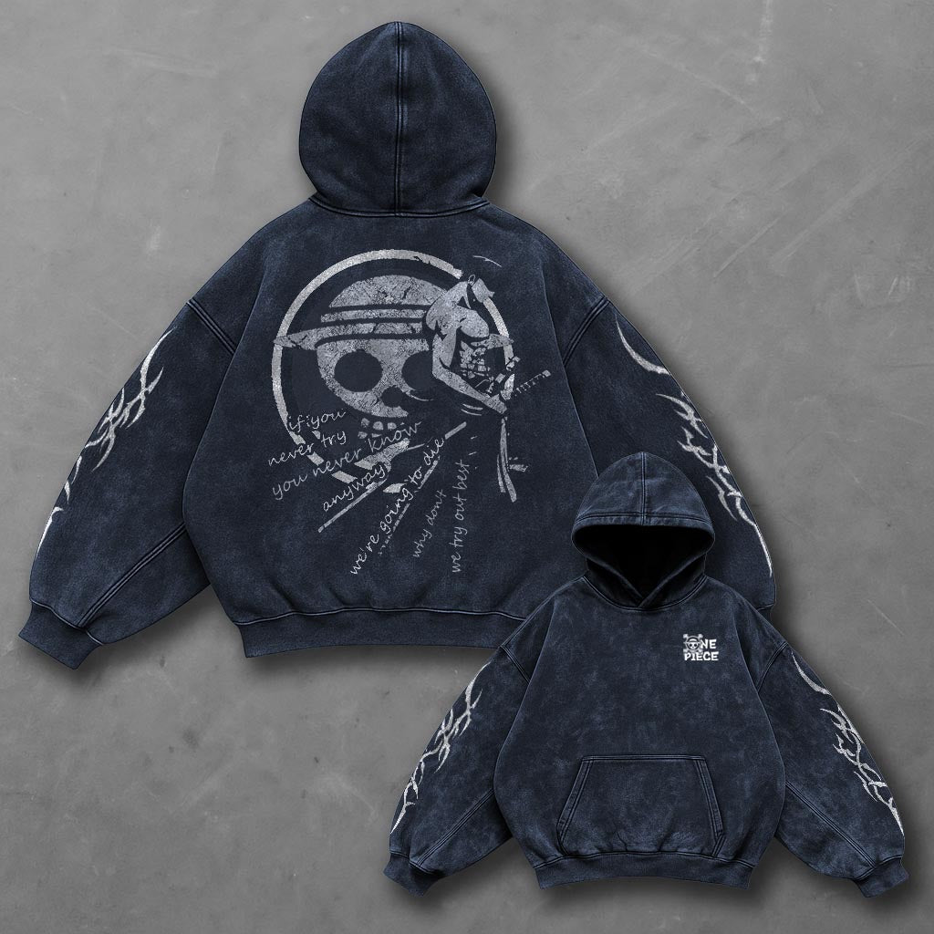 One Piece Clean Blue Washed Hoodie