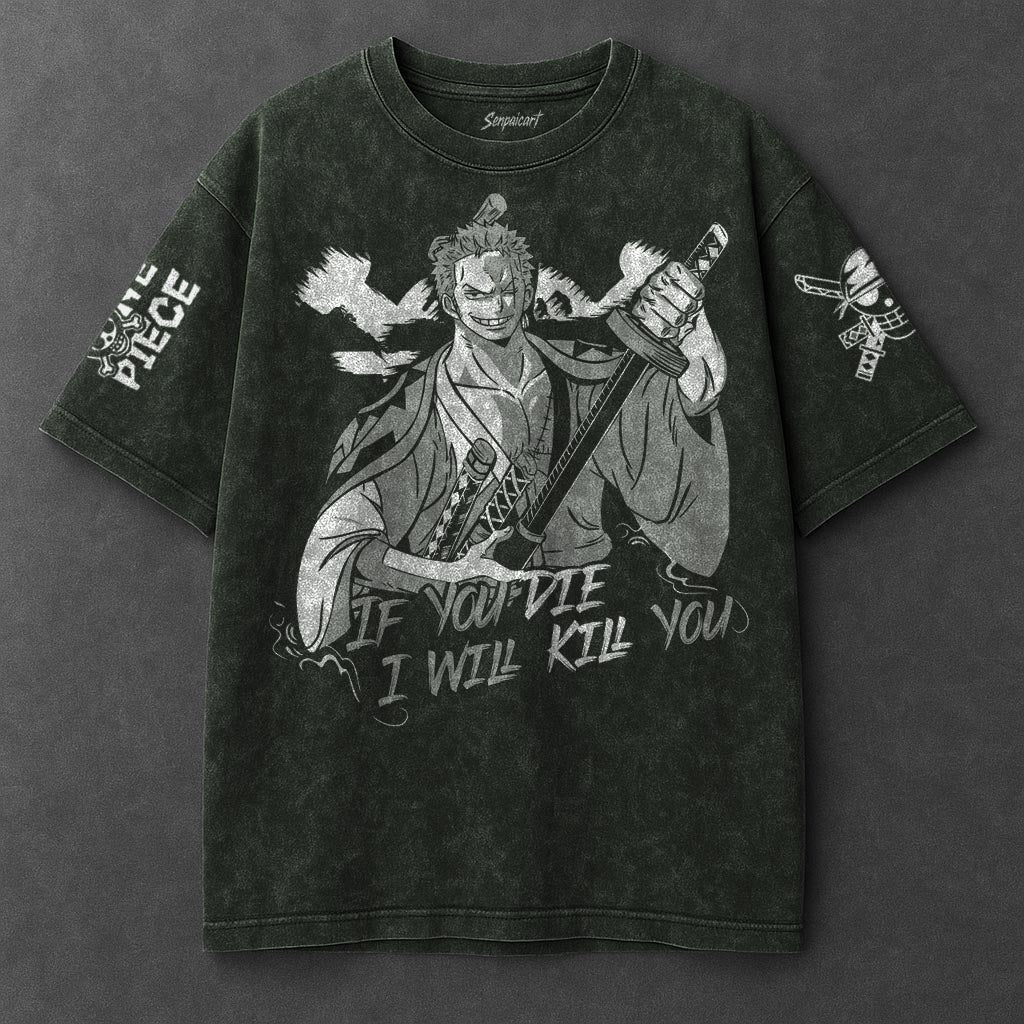 One Piece Premium Airy Vintage Green Washed T-Shirt