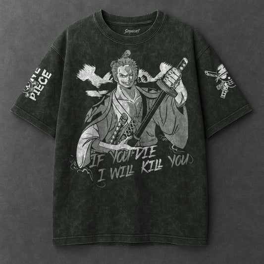One Piece Premium Airy Vintage Green Washed T-Shirt