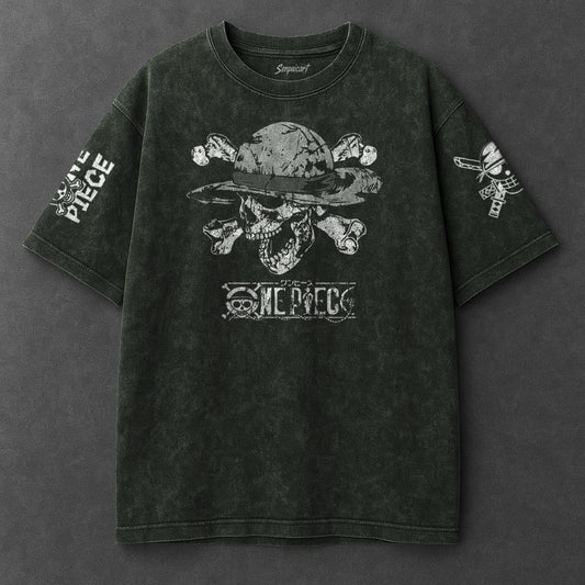 One Piece Premium Comfy Vintage Green Washed T-Shirt