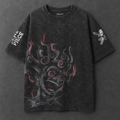 One Piece Premium Cozy Black Washed T-Shirt