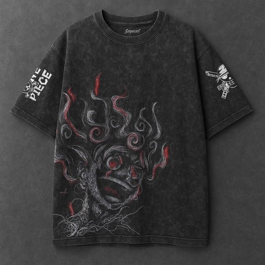 One Piece Premium Cozy Black Washed T-Shirt