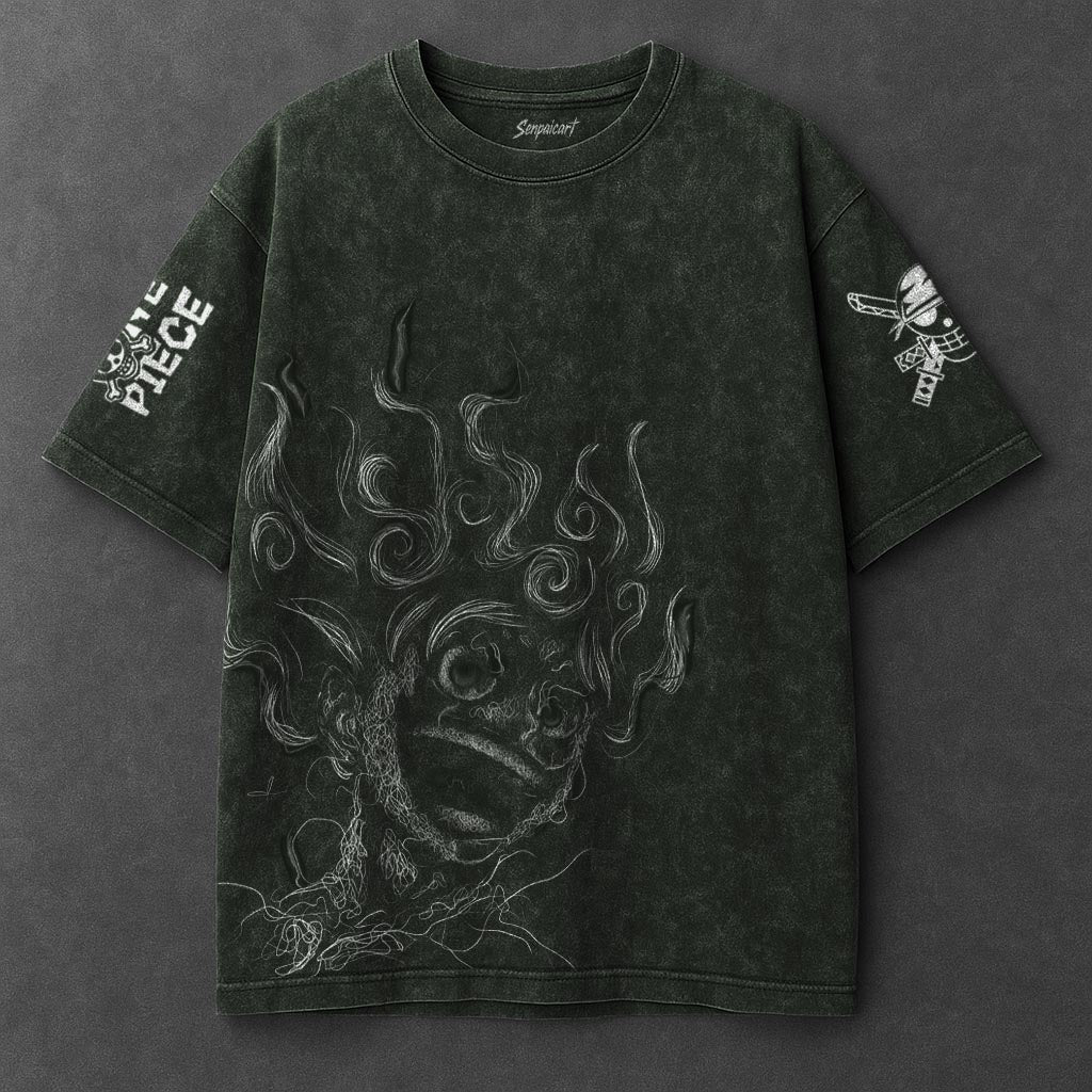 One Piece Premium Flowy Vintage Green Washed T-Shirt