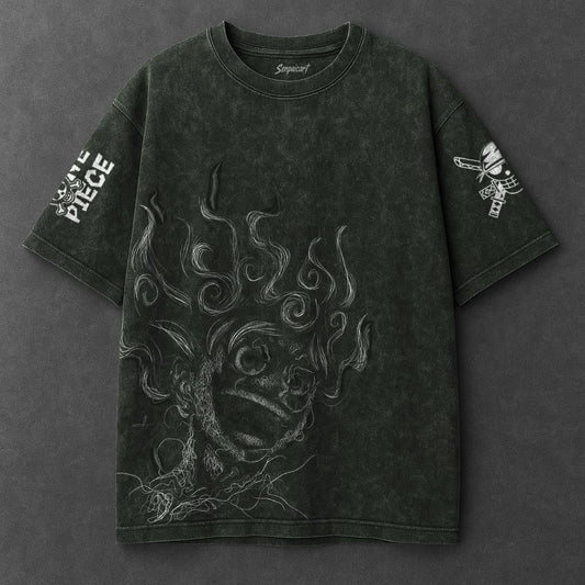 One Piece Premium Flowy Vintage Green Washed T-Shirt