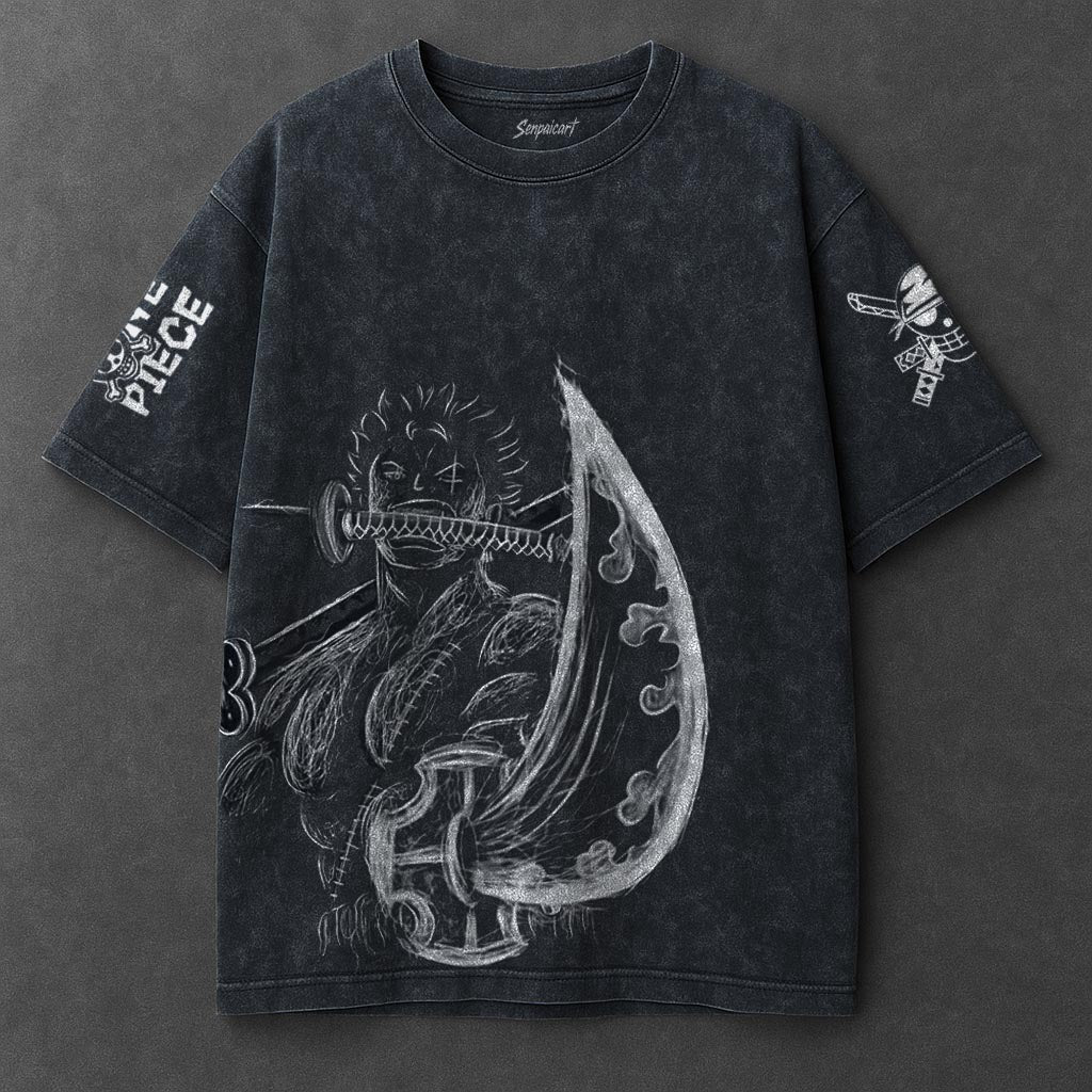 One Piece Premium Effortless Navy Blue Washed T-Shirt