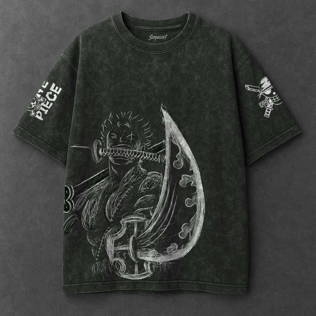 One Piece Premium Slouchy Vintage Green Washed T-Shirt