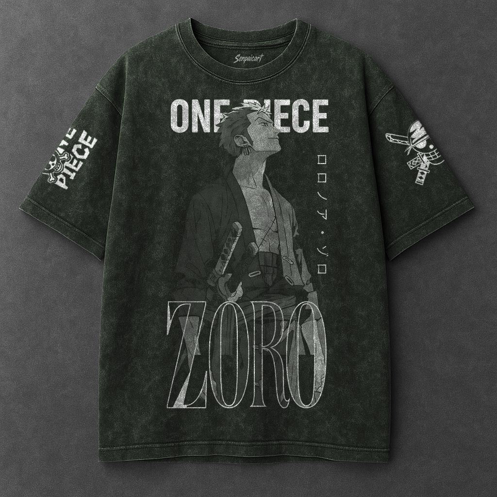 One Piece Premium Loose Vintage Green Washed T-Shirt