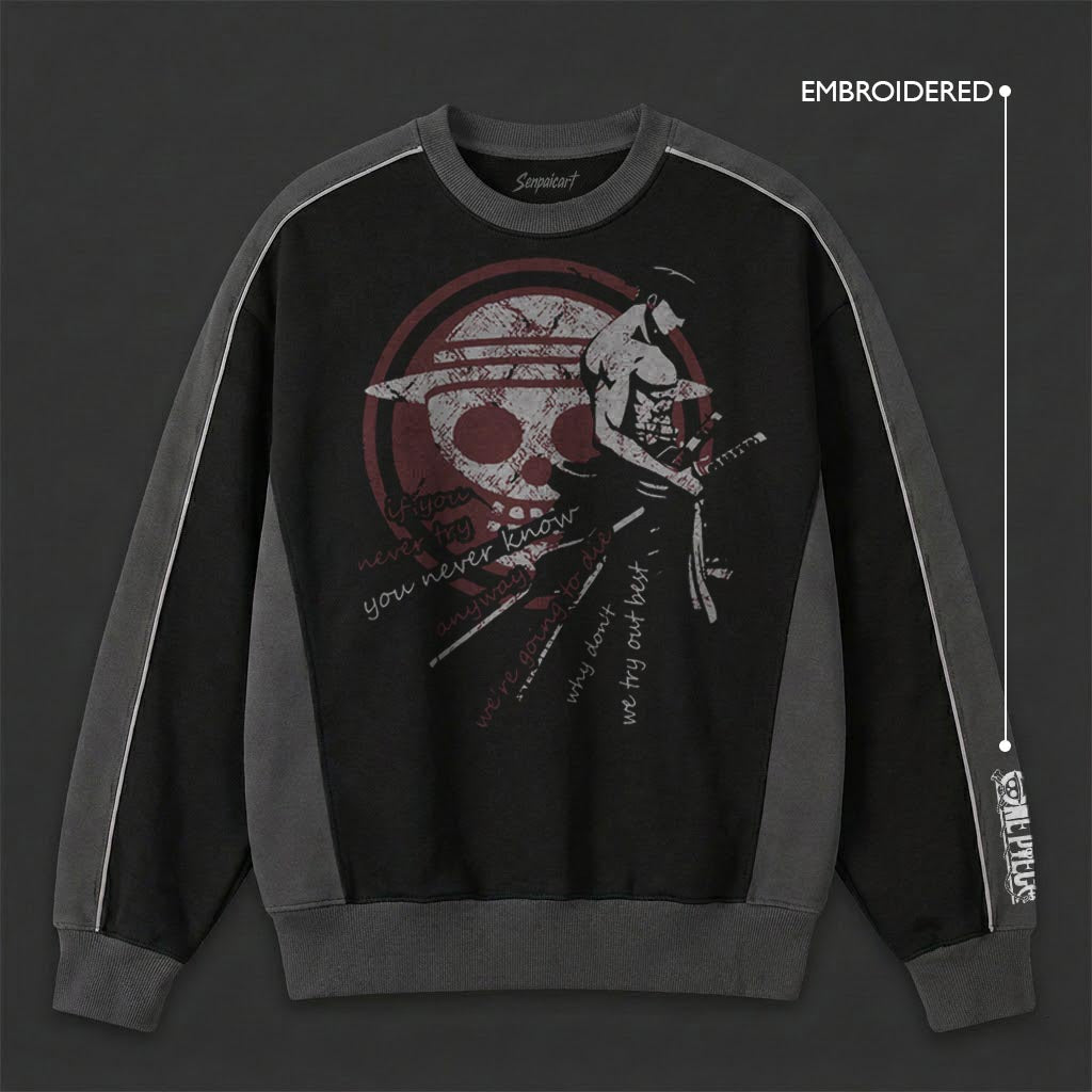 One Piece Effortless Black Grey Sweatshirt