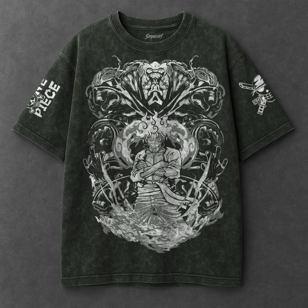 One Piece Premium Lightweight Vintage Green Washed T-Shirt