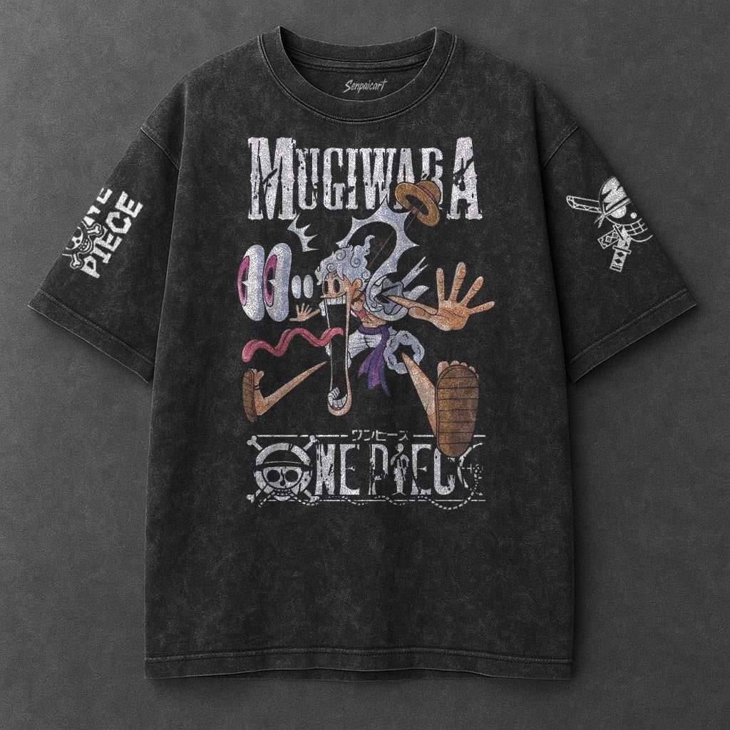 One Piece Premium Roomy Black Washed T-Shirt
