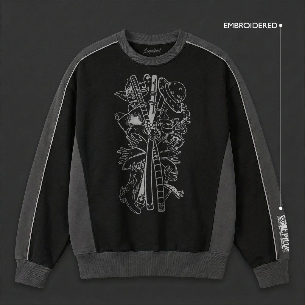 One Piece Oversized Black Grey Sweatshirt