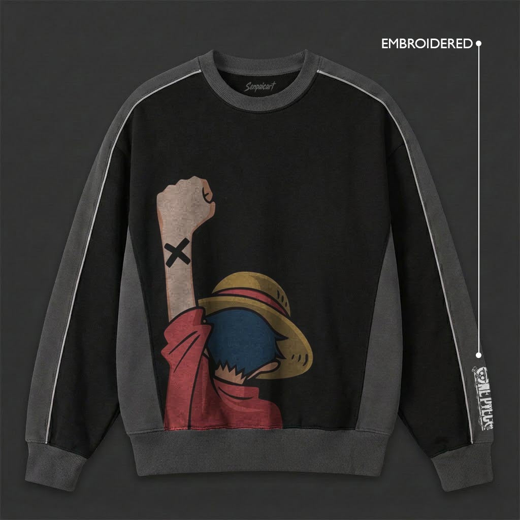 One Piece Signature Black Grey Sweatshirt