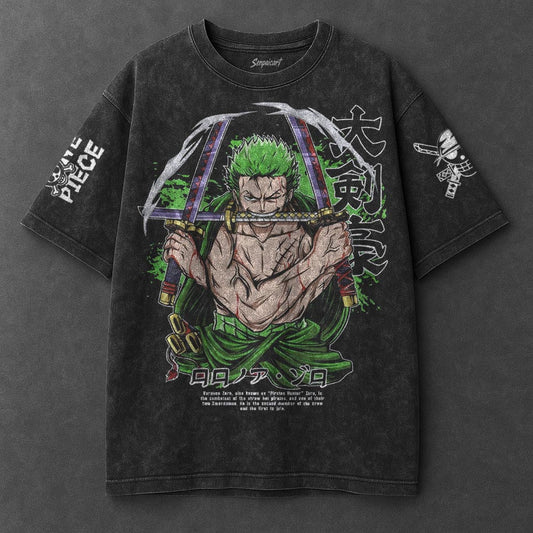 One Piece Premium Breezy Black Washed T-Shirt
