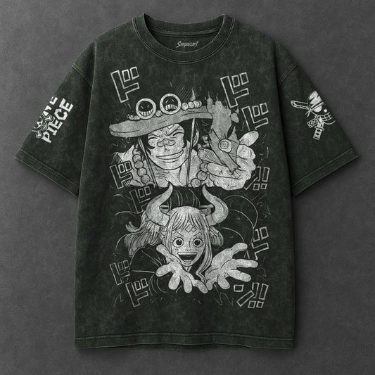 One Piece Premium Cozy Vintage Green Washed T-Shirt