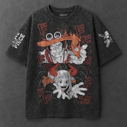 One Piece Premium Relaxed Black Washed T-Shirt