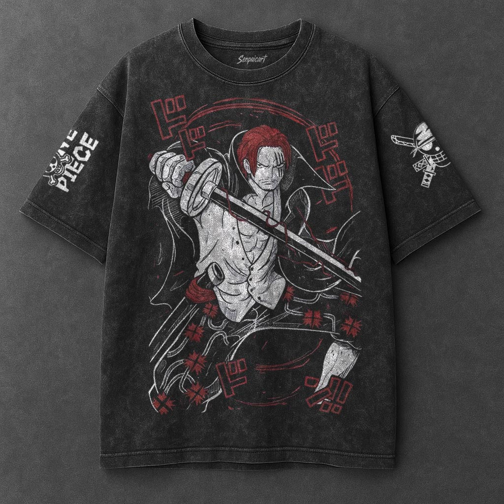One Piece Premium Casual Black Washed T-Shirt