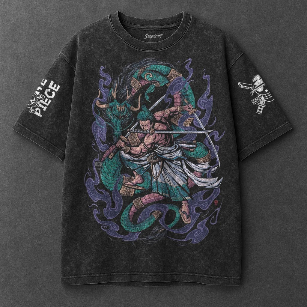 One Piece Premium Soft Black Washed T-Shirt