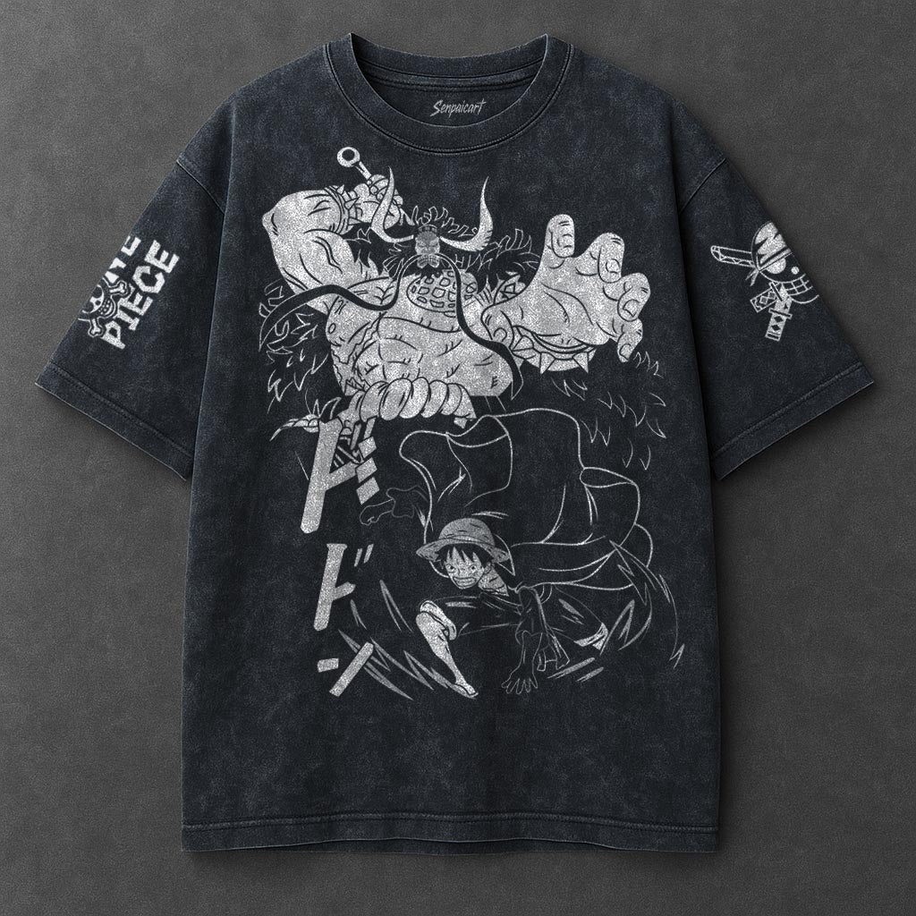 One Piece Premium Comfy Navy Blue Washed T-Shirt