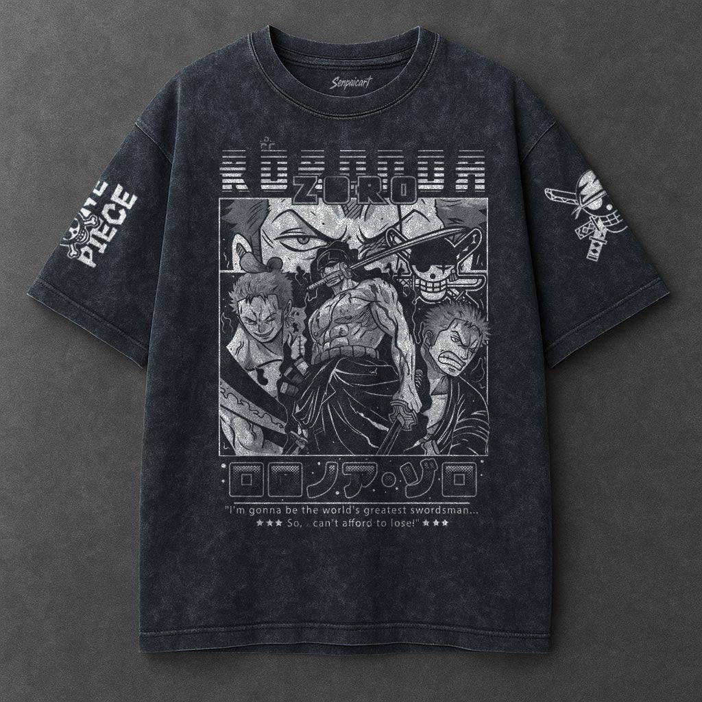 One Piece Premium Breezy Navy Blue Washed T-Shirt