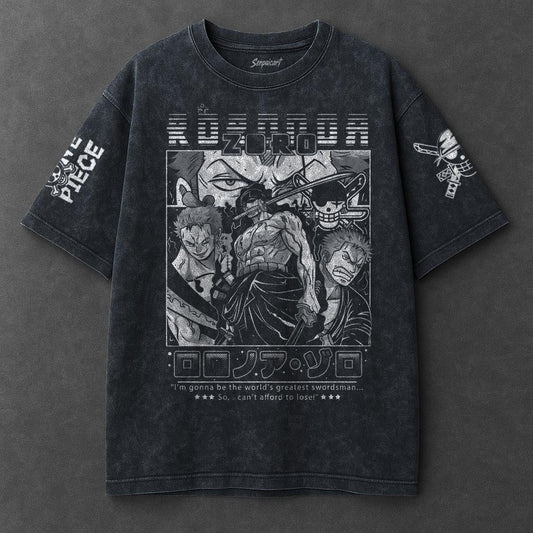One Piece Premium Breezy Navy Blue Washed T-Shirt