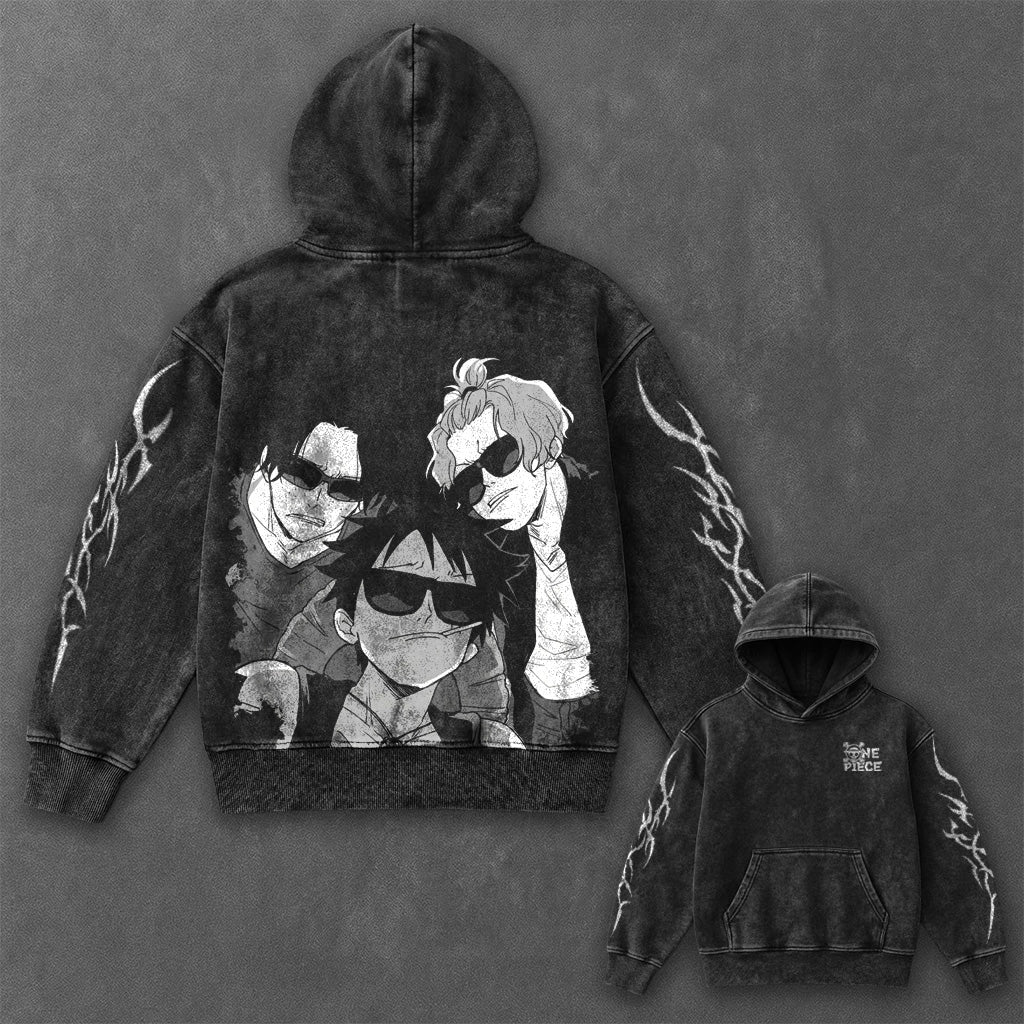 One Piece Essential Cool Black Washed Hoodie