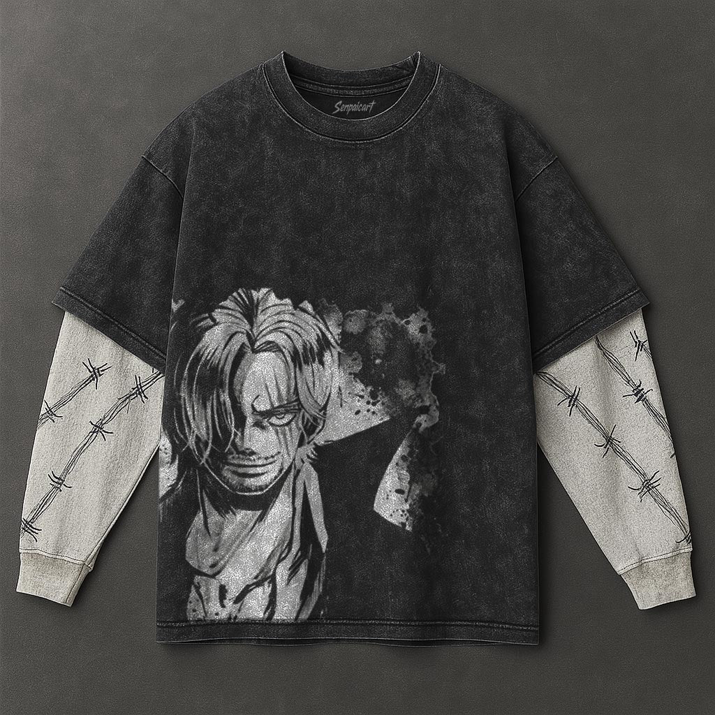 One Piece Essential Sleek Black Double Sleeves Washed Hoodie